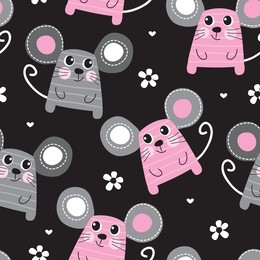 seamless cute mouse pattern vector illustration