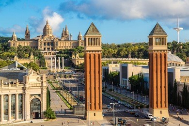 view of the center barcelona. spain in a summer day
