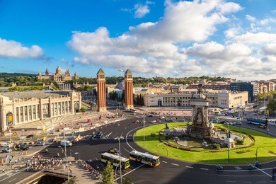 view of the center barcelona. spain in a summer day