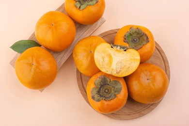 fresh ripe sweet persimmon fruit.