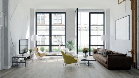 modern loft with retro details (3 d render)