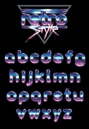 shiny gradient retro 80s alphabet vector letters 