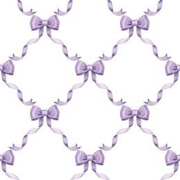 seamless pattern watercolor violet gift bow, silk ribbon diagonal rhombus. painted bowknot elements white background. hand drawn illustration bowtie. for print, fabric, wrapping, wallpaper gift decor