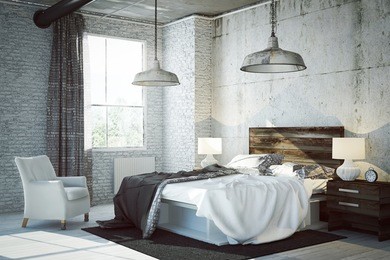 3d rendered bed room