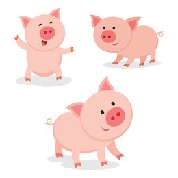 cute pigs. cheerful pig. funny pigs vector.