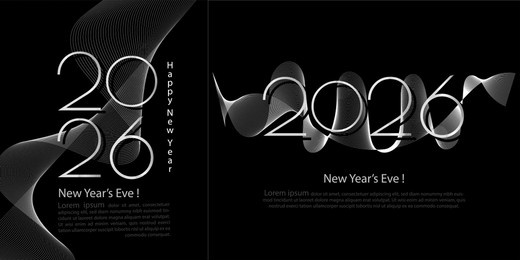 2026 number design ,happy new year 2026 , line blending 2026 design vector for card , greeting card, calendar, poster, banner, etc 