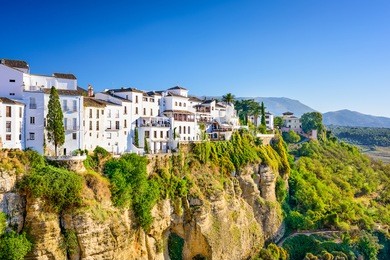 ronda, spain old town cityscape on the tajo gorge.