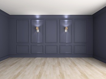 empty interior with lamps 3d rendering