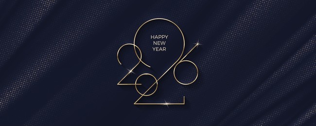 2026 new year logo on black fabric abstract waves background. new year luxury greeting design for poster, flyer, invitation, postcard, advertising.