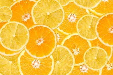 orange and lemon slice abstract seamless pattern