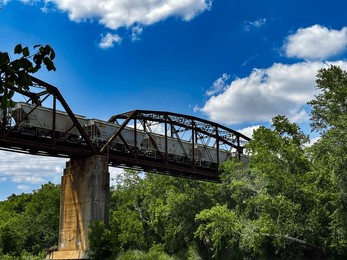 train on a colorado river train bridge