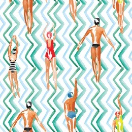 swimmer watercolor seamless background