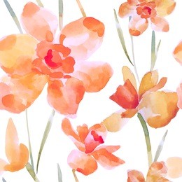 watercolor flowers seamless pattern.bright colors watercolor background.