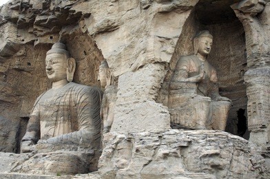 stone carving of yungang grottoes, two wonderful buddhas