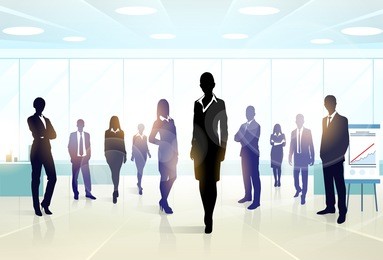 business people group silhouette executives team in office vector illustration
