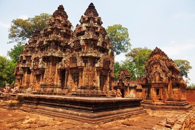 banteay srei - 10th century cambodian temple dedicated to the hindu god shiva, located in the area of angkor in cambodia