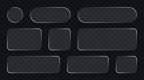 set of liquid glass vector elements with abstract shape. user interface concept for digital display and advertising.