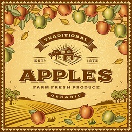 vintage apples label. editable eps10 vector illustration with clipping mask and transparency.