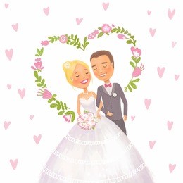 bride and groom vector illustration. save the date card. wedding invitation.
