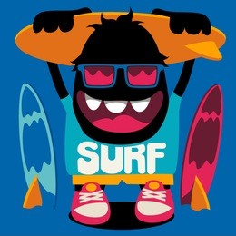 monster surfer vector character design