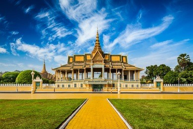 phnom penh tourist attraction and famouse landmark - royal palace complex, cambodia
