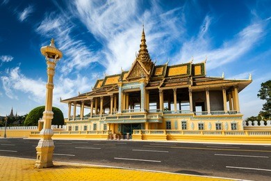 phnom penh tourist attraction and famouse landmark - royal palace complex, cambodia