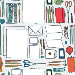 stationery seamless pattern. corporate identity illustration.