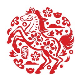 year of the horse – traditional chinese vintage circular element