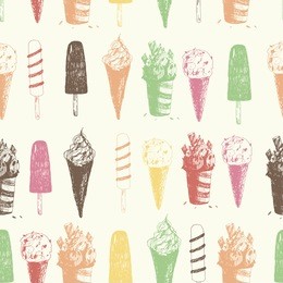hand drawn ice cream seamless pattern