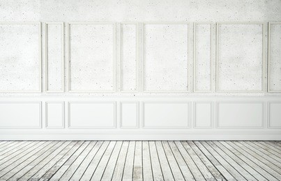 classic white interior with wooden floor