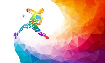 badminton sport invitation poster or flyer background with empty space, banner template in trendy abstract colorful polygon style. vector illustration