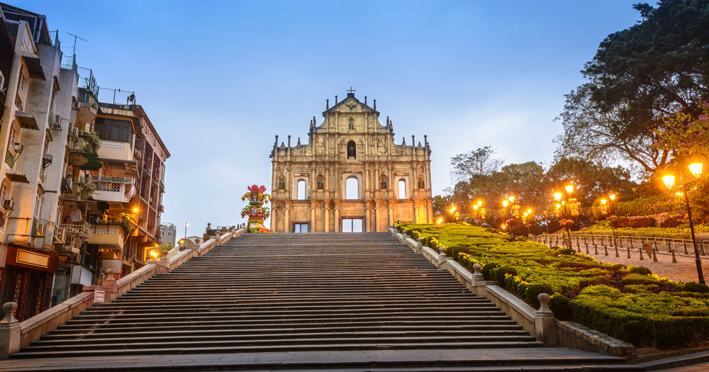 ruins of st. paul's. built from 1602 to 1640, one of macau's best known landmarks. in 2005, they were officially listed as part of the historic centre of macau, a unesco world heritage site.