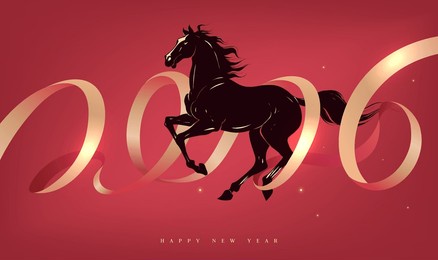 horizontal version of the lunar new year poster for the year of the horse 2026 new year background