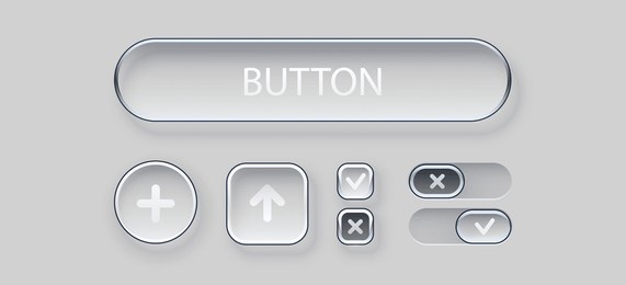 modern glass button ui set. modern liquid  glass button set. switch, toggle, radio button. vector illustrator