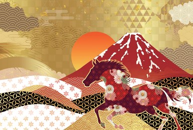 noon new year's card oriental zodiac sign background