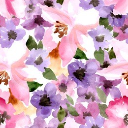 beautiful seamless floral pattern. flower vector background. watercolor painting