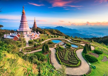 landmark landscape  pagoda in doi inthanon national park at chiang mai thailand