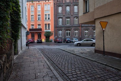 tenement houses in kazimierz, jewish quarter, historical district of krakow in poland