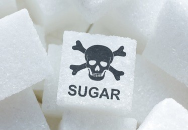 sugar cubes and skull inscription