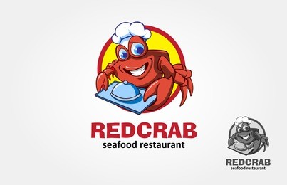 cartoon red crab chef - vector logo character