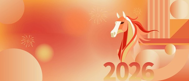red and gold 2026 year of the horse background