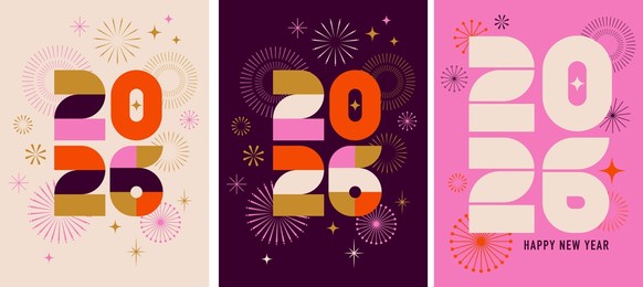 colorful geometric new year 2026 banner. vector illustration.