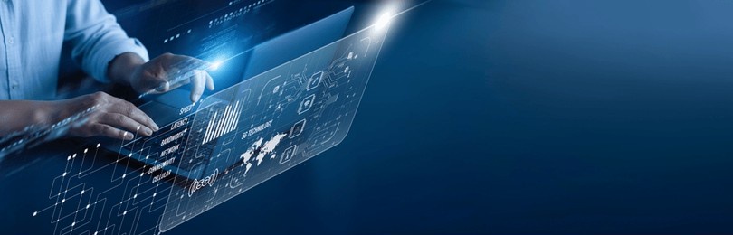 5g technology network connection concept. telecom engineer is working by hand on a laptop computer with graphical high-speed signal transmission. iot connectivity bandwidth data optimization.