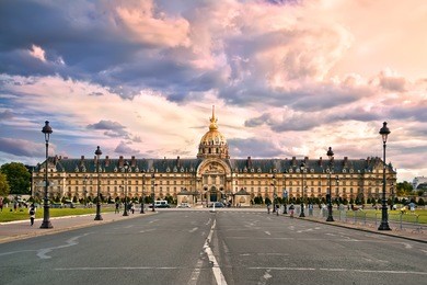 the national residence of the invalids in the evening. paris, france.