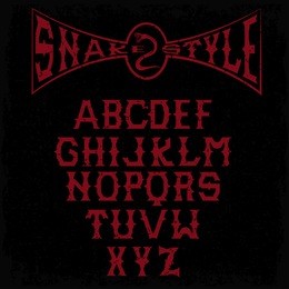 snake style gothic grunge alphabet