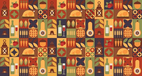 abstract bauhaus background with thanksgiving and autumn elements