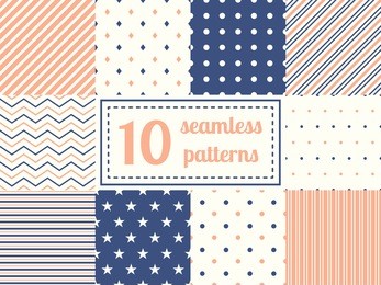 set of ten seamless patterns in retro soft colors. classic backgrounds. vector illustration.