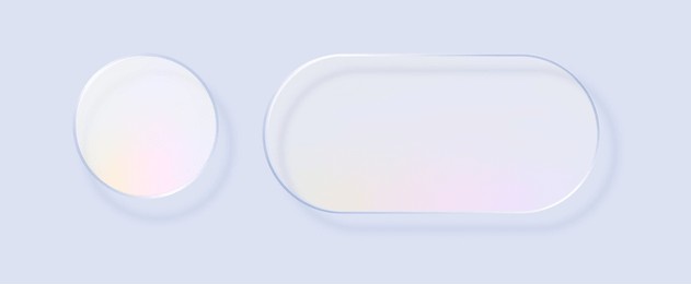 liquid glass in different shapes. ui interface element with blur effect. modern web design. vector