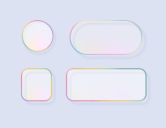 liquid glass in different shapes. ui interface element with blur effect. modern web design. vector