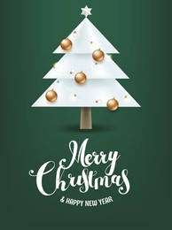 abstract white christmas tree with calligraphic inscription. vector illustration